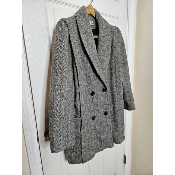 Herman Kay Wool Pea Coat Jacket Gray 4 Button Closure USA VINTAGE 90S SEE MEAS - Picture 4 of 10